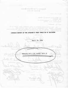 Speaker's Task Force on El Salvador: Interim Report, 30 April 1990