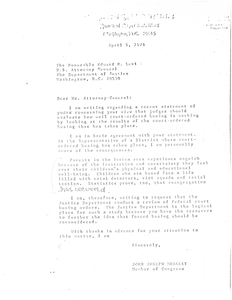 Correspondence from John Joseph Moakley to U.S. Attorney General Edward H. Levi about federal court busing orders, 5 April 1976