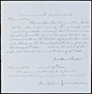Papers, petitions, and estimates relative to the construction of a railroad from Plympton to Wareham. 1854