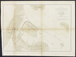Plan no. 1 for the occupation of flats owned by the Commonwealth in Boston harbor: made under the direction of the Legislative Committee, showing the various lines of seawall recommended and the location approved by the Governor and Council