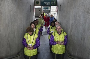 Group of volunteers (there were 1700 there) who were Eucharistic Ministers, carrying communion through one of the tunnels in Croke Park, at the 2012 50th Eucharistic Congress, Final Day Ceremony, 17th June, at Croke Park GAA Stadium, Dublin
