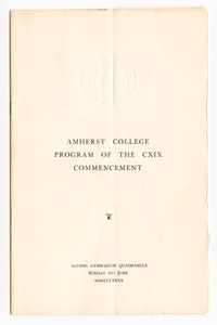 Amherst College Commencement program, 1940 June 16
