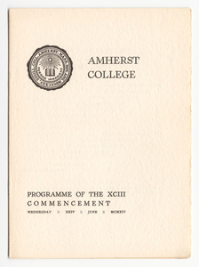 Amherst College Commencement program, 1914 June 24