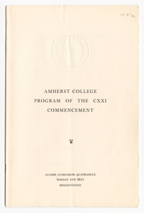 Amherst College Commencement program, 1942 May 17