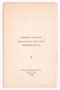 Amherst College Commencement program, 1951 June 10