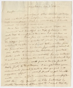 Benjamin Silliman letter to Edward Hitchcock, 1826 May 3