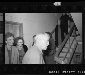 Photographs of a visit by trustees' spouses to Crossett Dormitory, 1963 November 9