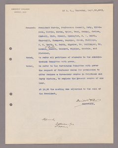 Amherst College faculty meeting minutes 1901/1902