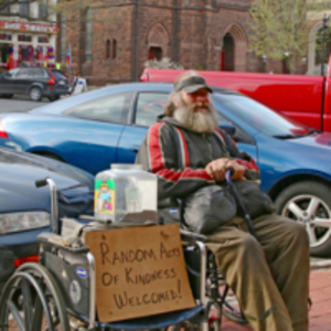 Homeless man on Main