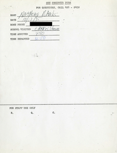 Citywide Coordinating Council daily monitoring report for Charlestown High School by Anthony Banks, 1975 October 17