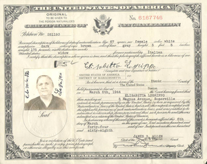 Naturalization certificate for my grandmother