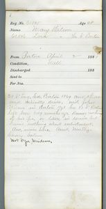 Tewksbury Almshouse Intake Record: Wilson, Mary