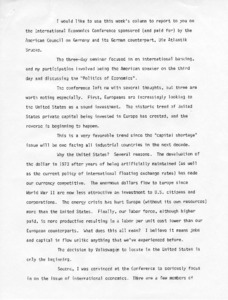 Report on the International Economics Conference