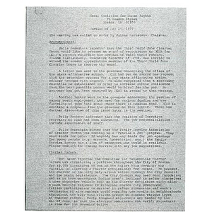 Meeting minutes, Massachusetts Coalition for Human Rights, May 19, 1977.