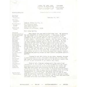 Letter, Judge Garrity, February 17, 1977.