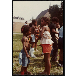 Children gather in a field at the Tri-Club Field Day at the Roxbury Clubhouse