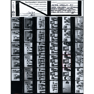 Contact sheet including multiple images of Peter Serenyi, Professor of Art and Architecture, at MFA with students