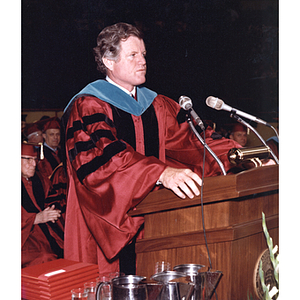 Senator Kennedy speaks at the 1977 commencement