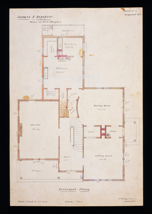 First floor plan of the James F. Bigelow House, Rockland, Mass., 1857