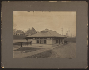 Exterior view of a Boston and Albany Railroad station, undated