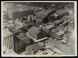 Aerial view of Fanueil Hall and Dock Square, Boston, Mass.
