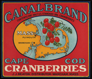 Canal Brand Cape Cod Cranberries crate label (3 copies)