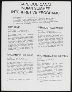 Cape Cod Canal Indian Summer Interpretive Programs flyer