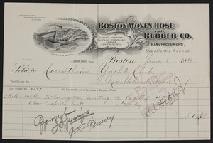 Billhead for the Boston Woven Hose and Rubber Co., manufacturers, 540 Atlantic Avenue, Boston, Mass., dated June 8, 1898