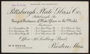 Trade card for Pittsburgh Plate Glass Co., Pittsburgh, Pa., undated