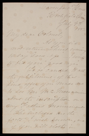 Alida G. Almy to Thomas Lincoln Casey, July 4, 1883