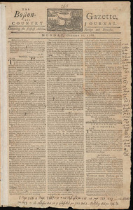 The Boston-Gazette, and Country Journal, 10 October 1768 (includes supplement)