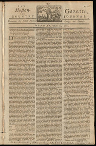 The Boston-Gazette, and Country Journal, 12 October 1772