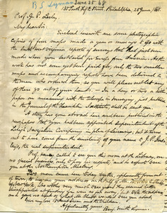 Letter from Benjamin Smith Lyman to Prof. J. P. Lesley