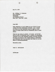 Letter from Mark H. McCormack to William H. Scherman