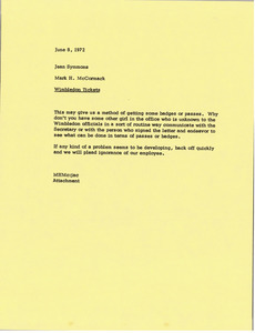 Memorandum from Mark H. McCormack to Jean Symmons