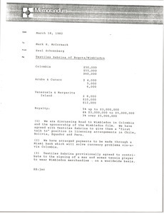 Memorandum from Saul Schoenberg to Mark H. McCormack