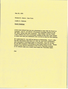 Memorandum from Judy A. Chilcote to Richard E. Moore