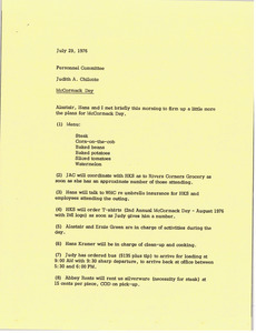 Memorandum from Judy A. Chilcote to personnel committee