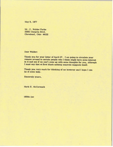 Letter from Mark H. McCormack to C. Walder Parke