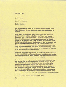 Memorandum from Judy A. Chilcote to Jack Urlwin