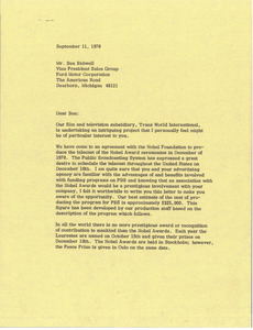 Letter from Mark H. McCormack to Ben Bidwell