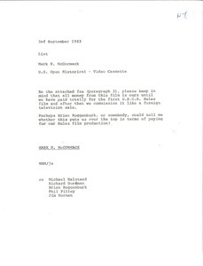 Memorandum from Mark H. McCormack to list