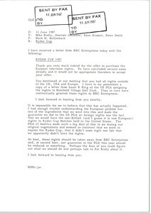 Fax from Mark H. McCormack to Mike Rielly, Alastair Johnston, Hans Kramer and Peter Smith