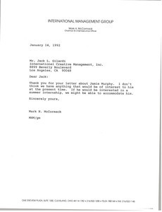 Letter from Mark H. McCormack to Jack L. Gilardi