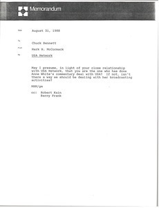 Memorandum from Mark H. McCormack to Chuck Bennett