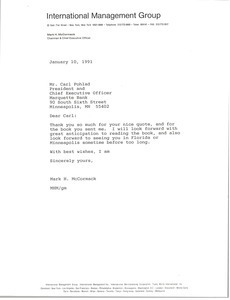 Letter from Mark H. McCormack to Carl Pohlad