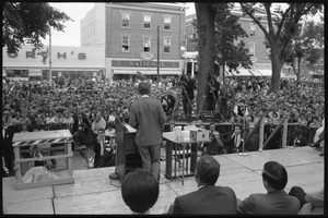 Robert F. Kennedy, speaking on behalf of Democratic candidates in front of the Noble County courthouse