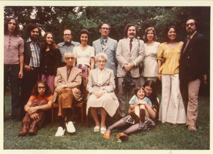 Lipshires family gathering: including Sidney (center rear), Lisa (seated right), David and Minnie Alberts Lipshires (seated, center)