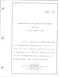 Boston Ryan White title I CARE act public hearing