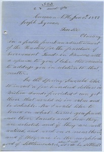 Letter from A. L. Williams to Joseph Lyman